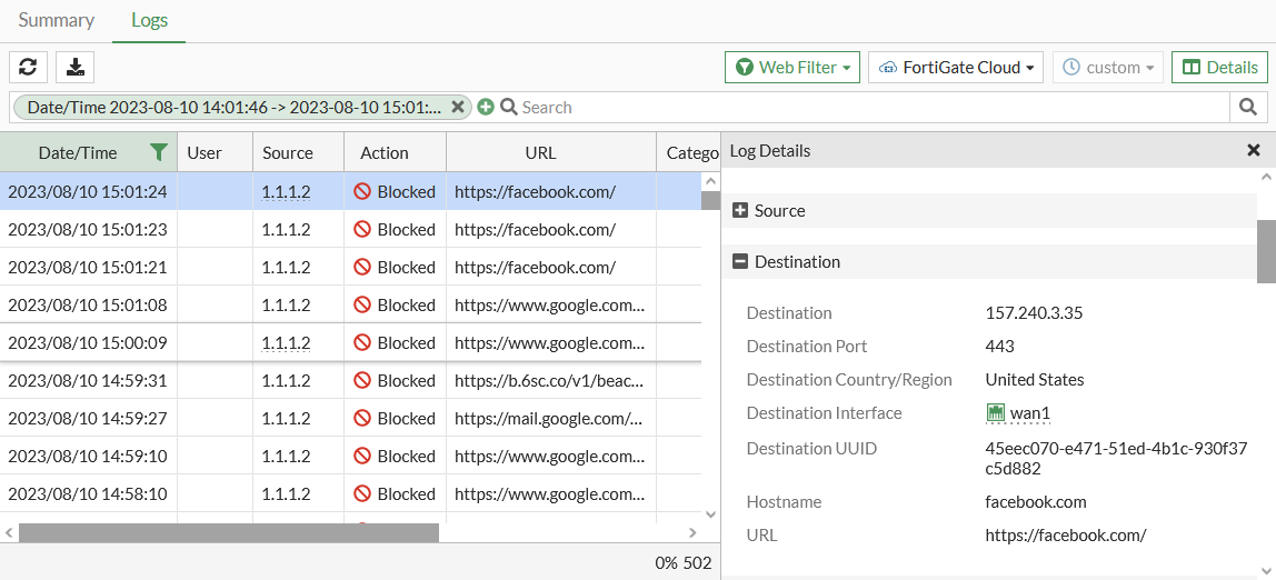 URL filter FortiGate / FortiOS 7.4.3 Document Library